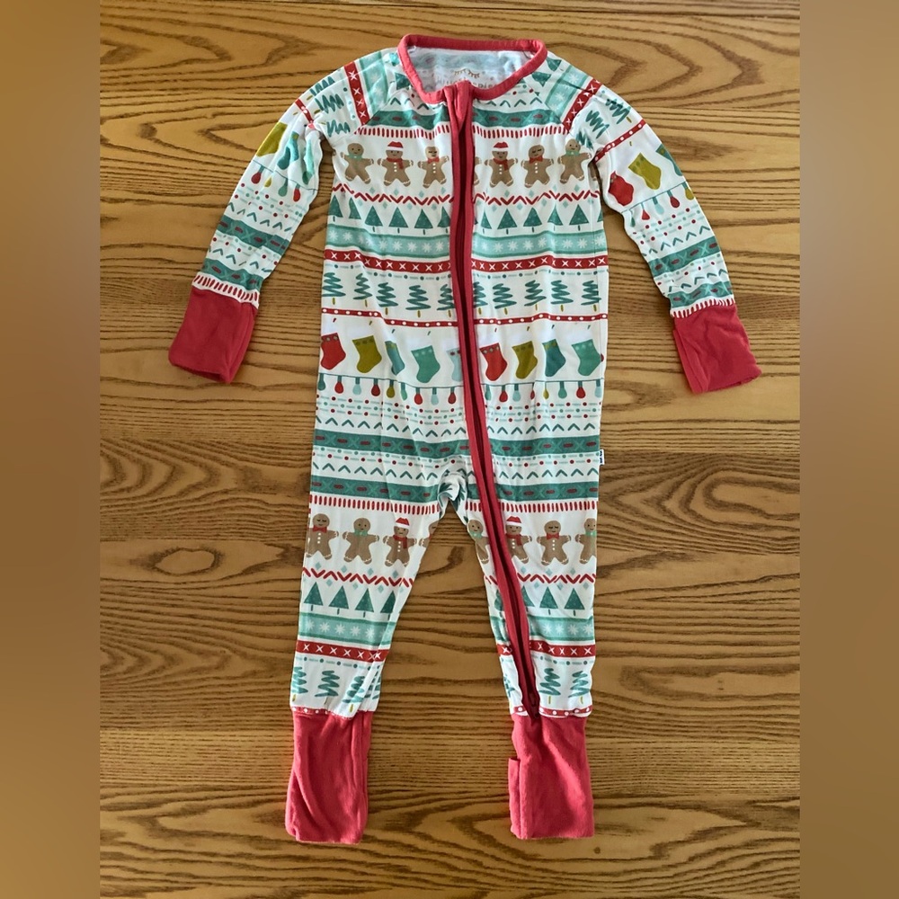 Little Sleepies Gingerbread and Stockings Footie - Picture 1 of 2